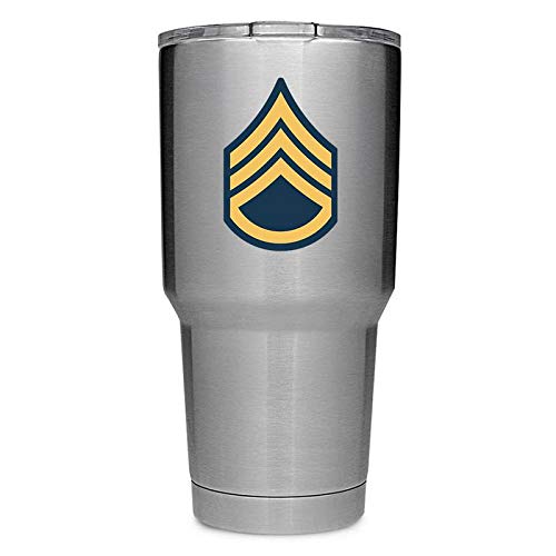 DHDM Designs Army Staff Sergeant E6 3-Inch Rank 2-Pack Premium Quality Vinyl Decal Tumbler Stickers | Stickers ONLY Cup NOT Included | Laminated with UV Protective Laminate | PD3125