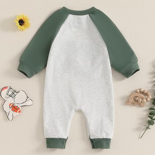 Baby Boy Football Outfit One Piece Football Game Day Ribbed Romper Jumpsuit Fall Newborn Coming Home Clothes3