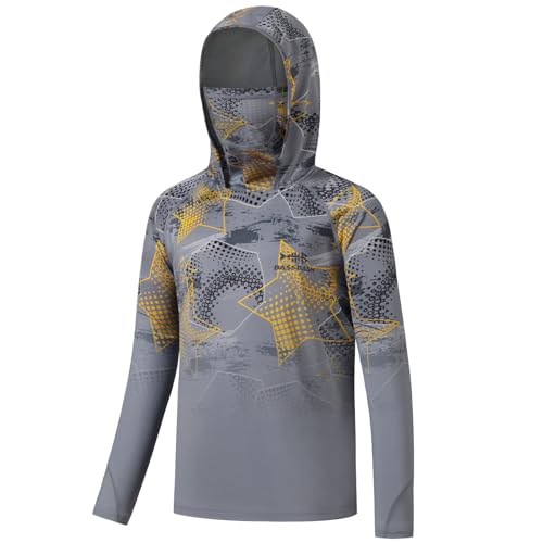 BASSDASH Youth UPF 50+ Hooded Shirts with Mask UV Neck Gaiter Sun Protection Long Sleeve T Shirt for Fishing Swim