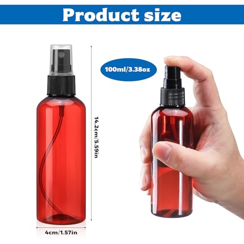6 Stück 100ml Sprühflasche Kleine Zerstäuber Sprühflasche 100ml, Leere Kleine Sprühflaschen zum Befüllen, Spray Bottle für Wasser Kosmetik Reiseflaschen, (transparent/braun)