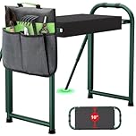 seasky Garden Kneeler and Seat, Anti-Tipping Foldable Gardener Stool Widened Thick Soft Kneeling Pad, Gardening Kneeling Bench with Handles with Tool Bag, Gardening Gift for Seniors Women