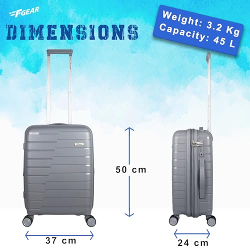 Image of F Gear PPS27 Polypropylene Hardshell /Hardsided /Hardcase Light Weight 8 Wheeler Spinner Luggage Bag /Smooth Speed Wheel Suitcase /Trolley with TSA Lock for Men Women (Carry On 20 Inch, Light Grey)