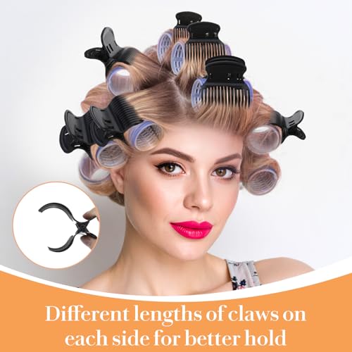 Heclia 12 Pcs Hot Roller Clips Plastic Hair Curler Claw Clips for Sectioning Styling Creating Voluminous Curls Lightweight Styling Accessories for Home Travel Use DIY Hairstyling Bridal Party Looks - Thumbnail 4