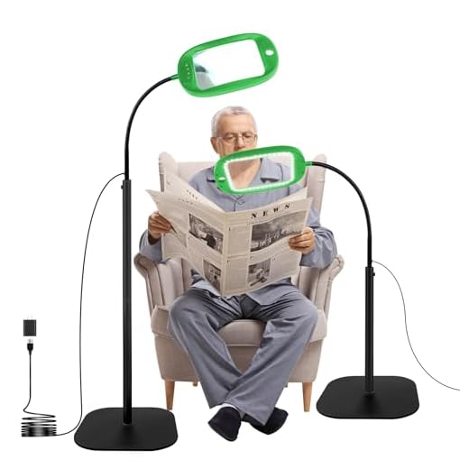 10X Magnifying Glass with Light and Stand, Desktop Hands Free Magnifier, Lighted Magnifying Glass for Close Work Reading Hobbies Crafts Repair