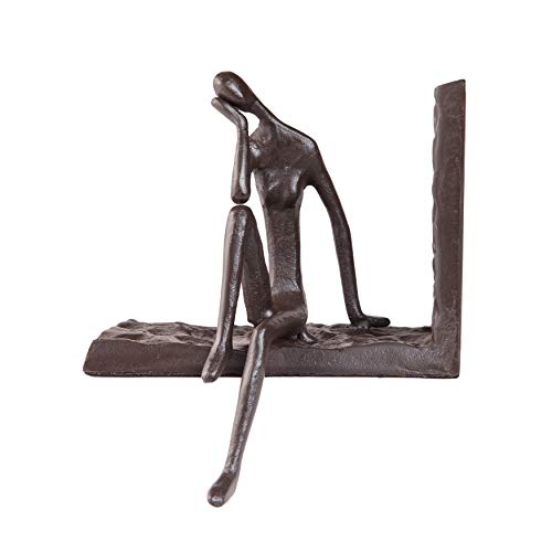 Danya B. Moderne Regaldekoration aus Metall, robust, rutschfest, dekorative Buchstütze aus Gusseisen - Frau auf Rand Cover