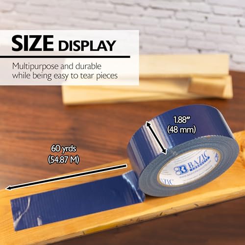 Image of BAZIC PRODUCTS Blue Duct Tape, 1.88 in x 60 Yd | aggressive adhesive that tears by hand for repairs