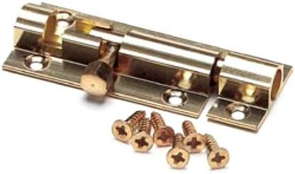 Merriway® BH00760 (3 Pcs) Straight Surface Slide Door Bolt, 38 mm (1.1/2 inch) Brass - Pack of 3 Pieces