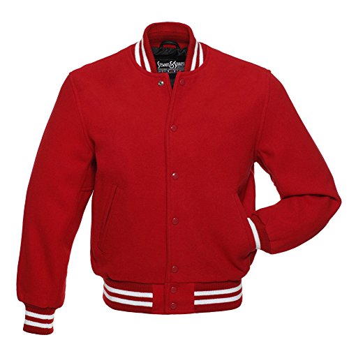 Stewart & Strauss Original All Wool Varsity Letterman Jacket Since 1977 (5 Team Colors) Wool XXS to 6XL,Original