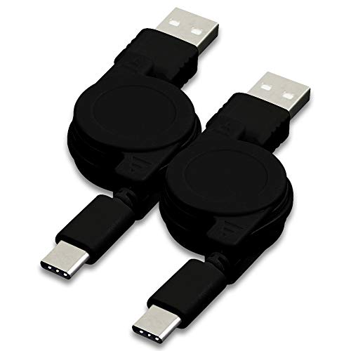 Harper Grove USB Type C Cable, 3FT Retractable USB A 2.0 to USB C Charger and Sync Cable, 2 Pack, for Lenovo Miix 320 510 520 630 720 Moto Tab 10.1 Tab 4 8 Plus Tab 4 10 Plus Palm Phone (2018)