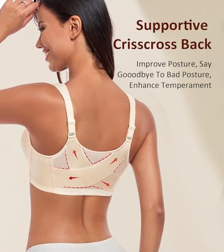 HACI Women's Front Closure Posture Bra Everyday Full Coverage Back Support Wireless Non Padded3