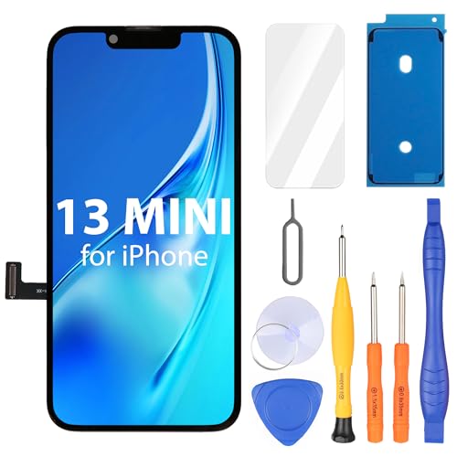 Ayake for iPhone 13 Mini Screen Replacement 5.4 inch FHD LCD Display and Touch Digitizer Screen True Tone Programmable Face ID Remains (for A2481 A2626 A2628 A2629 A2630)