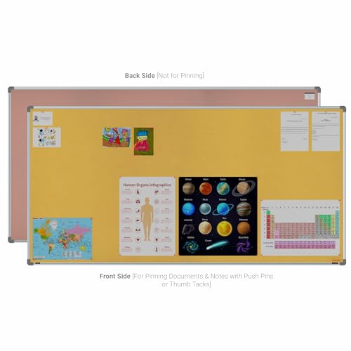 Image of Scholar Art Metis 4x8 Feet Bulletin Board for Office, Home & School | Vibrant & Versatile Crape Cloth + High Density Soft Board for Pinning Photos, Sticky Notes & Reminders (Yellow)