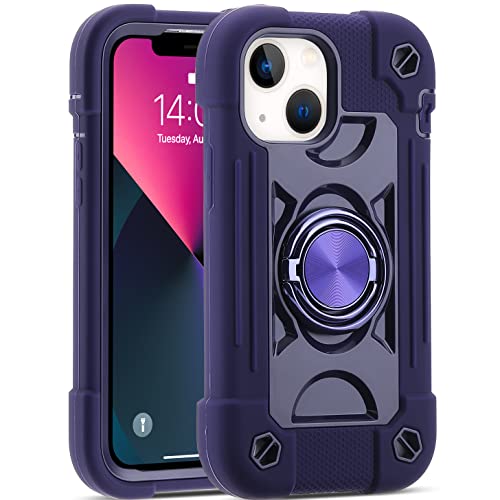 Image of MARKILL Compatible with iPhone with Built-in 360Rotating Ring Stand, Military Grade Drop Protection Full Body Rugged Heavy Duty Case Durable Cover (Deep Purple, iPhone 13 mini /12 mini 5.4 inch)