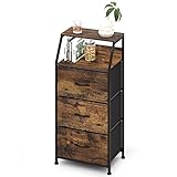 JRAO Armario Almacenaje Cómoda con 3 Cajoneras Gabinete Organizador Vintage Mueble de Almacenamiento Aparadores Multiusos para Entrada Recibidor Dormitorio Cocina Salon Madera + Acero Negra + Marrón