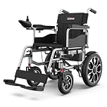 Silla de Ruedas Eléctrica Plegable: 30 km Silla de Ruedas Eléctrica Plegable Ligera para Personas Mayores - Silla de Ruedas Eléctrica para Exteriores con Neumáticos de Gran Formato Hasta 150KG
