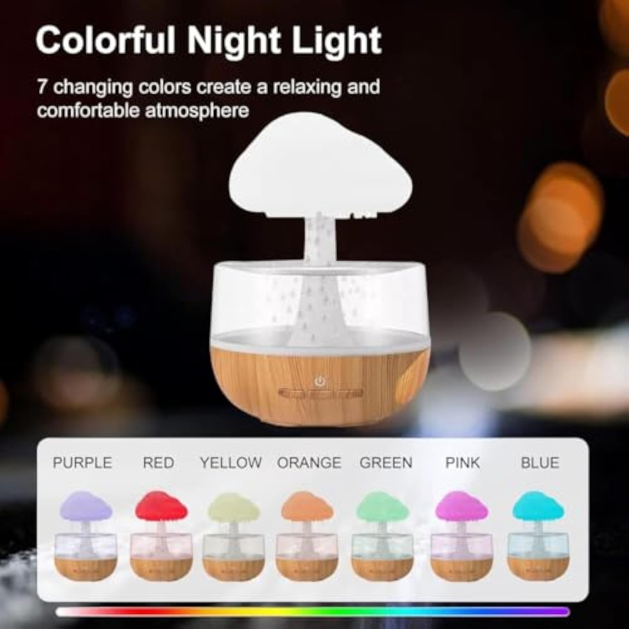 Cute Raining Cloud Diffuser with Night Light and 7 Color Changing Lights
