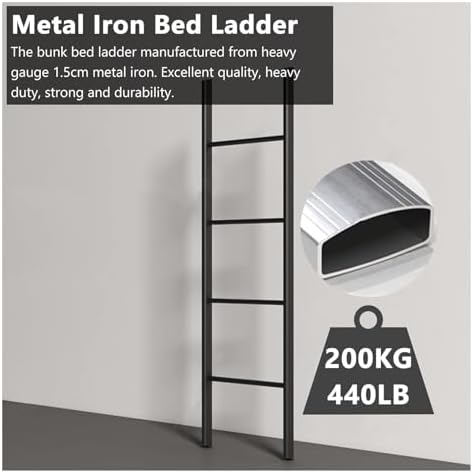 Black Egress Ladder for Basement Windows, Bunk Bed Climbing Step, Twin Bed Side Ladder for RVs & Travel Trailers, 65 Inch (1.65m) Home School Use