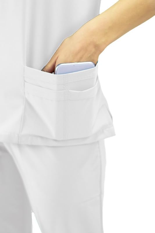 U4U Women's Scrub Set – Fluid Resistant Uniform, V-Neck Top and Straight Leg Pants, 10 Pockets, 4 Way Stretch - Image 2