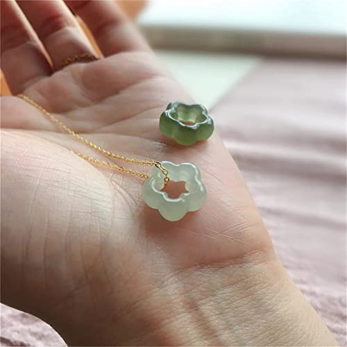 Moonffay Womens Dainty Natural Green Jade Crystal Stone Necklace, Star Donut Gemstone Choker Flower Pendant With 16 Inches Stainless Steel Chain, Gift For Mother（Light #TOP2