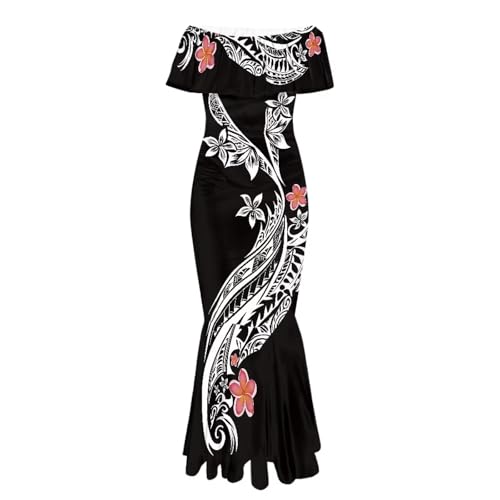 Image of Polynesian for Women S-7XL Off Shoulder Maxi Dress Hawaiian Summer Dresses