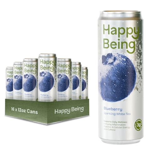 Happy Being Blueberry Sparkling White Tea, Antioxidant, 12oz 16 Pack