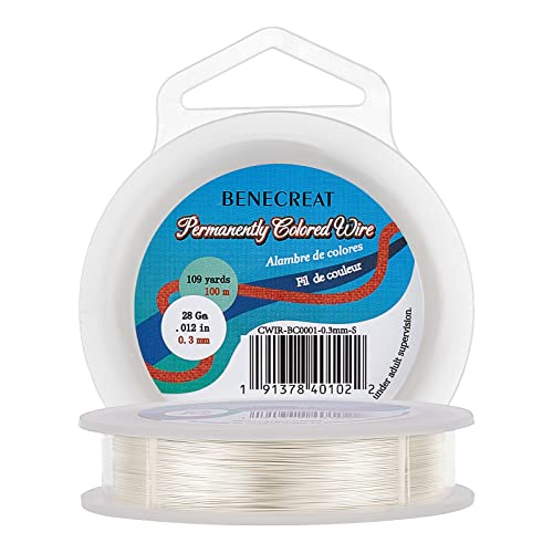benecreat 28 gauge silver copper wire 328 feet jewelry craft wire tarnish resistant coil material for crafts beading jewelry making gardening