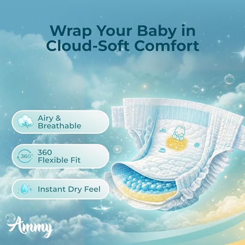 Image of Ammy KoolKids Baby Diaper Pants Size NB (44 pcs) Upto 3 kg | Cottony Soft, 12hr Leakproof & Rash-Free Protection | Quick Absorption with ADL Magic Gel for All-Day Dryness & Comfort