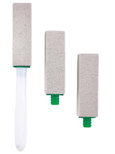 Image of Beaute Secrets Pumice Stone with Handle for Feet | 3 Replaceable Heads | Cracked Heel & Callus Remover | Dead Skin Foot Scrubber | Pedicure Tool for Men & Women, Grey