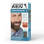 Just For Men Mustache & Beard, Beard Coloring for Gray Hair with Brush, With Keratin Biotin Aloe and Coconut Oil for Healthy Facial Hair - Light-Medium Brown, M-30, Pack of 1 (Packaging May Vary)