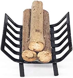 Miniatura 6 de EatingBiting 1:12 Casa de muñecas Muebles en miniatura Jardín Césped Chimenea Metal Leña Rack Metal Rack con leña para sala de estar Modelo de