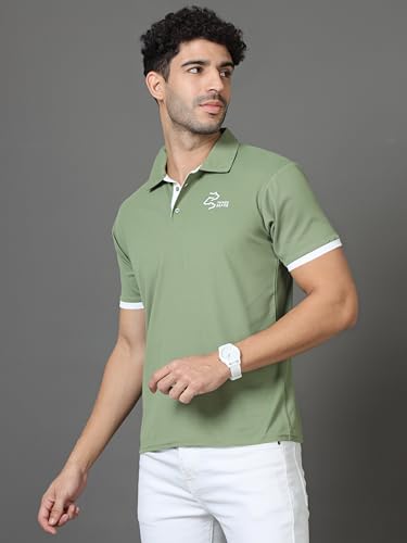 Image of Polo Neck Cotton Blend T-Shirt