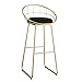 Taburete de Bar con Respaldo Silla de Bar Moderna Hogar, Cocina Sillas de Comedor, Asiento tapizado de Terciopelo y Patas de Hierro Dorado, Asiento Alto 60 cm