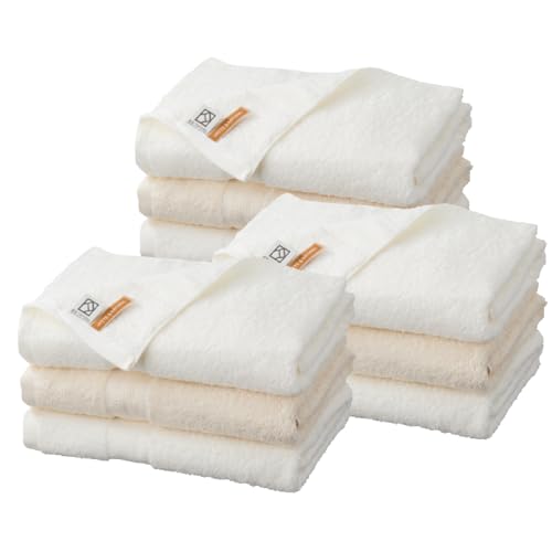コンフォート・アソシエイツ ホワイト&ナチュラル バスタオル 9枚 ホテル仕様 上質 厚手 泉州タオル ギフト 国産 無地 セット品
