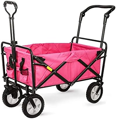 Outdoor Wagon Garden Carts Outdoor Carts Wagons Beach Cart All Terrain Wagon Multi-Function Wagons for Kids Folding Portable Outdoor Four-Wheeled Cart Wagons (Pink 75 * 85 * 50cm)