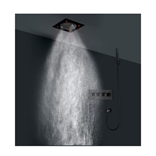 SystèMe De Douche De Luxe à LED, 320*320mm Musique Multifonctions Avec TempéRature Constante Colonne De Douche, Spray Spa, Pluie, Acier Inoxydable 304, Robinet De Douche, Douchette,Kit De Douche Cover