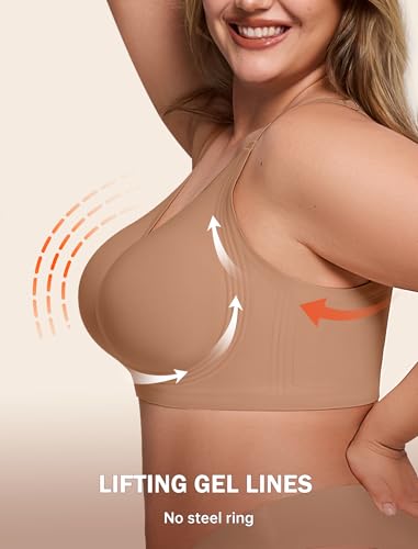 Image of LetsJoli Bras for Women Supportive Wireless Push Up Bra Full Coverage No Underwire Seamless Plus Size for Older Women