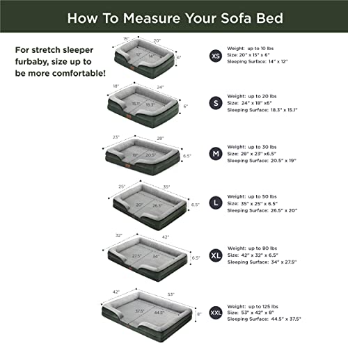 Bedsure Medium Orthopedic Bolster Dog Bed, Foam Sofa With Removable Washable Cover, Waterproof Lining And Nonskid Bottom Couch, Dark Green #TOP5