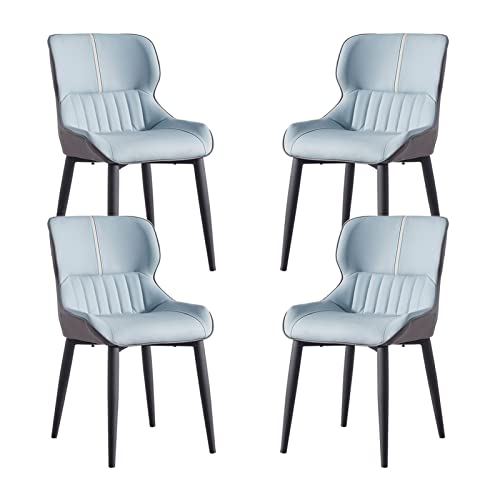 SJIALEN Dining Chairs Set of 4, with Carbon Stee Legs Modern Living Room Side Chairs PU Leather Water Proof Kitchen Counter Chairs Kitchen Chair (Color : Blue)