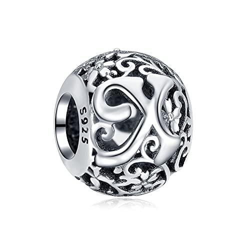 Charms de Plata de Ley 925 Annmors con Letra Alfabeto A-Z para Pulseras de Mujer