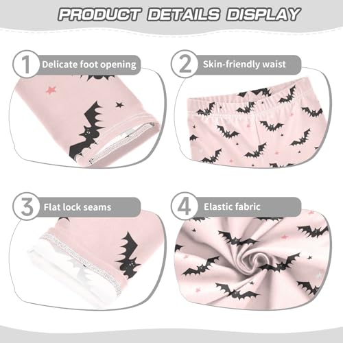 Girls Leggings Soft Toddler Ankle Length Bottoms Halloween Bats Kids Dance Yoga Pants 4-10 Years3