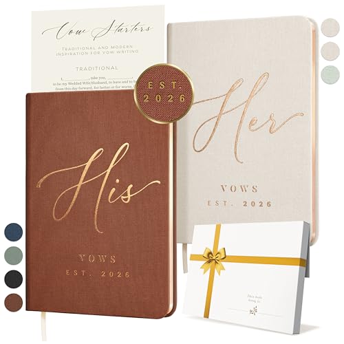 Image of Custom 2026 Vow Books His & Hers - Ivory & Terracotta Linen Wedding Vow Books Ideal as Accessories for Brides & Grooms, His & Hers Gifts - Wedding Registry Must Haves 2026 & Elopement Essentials