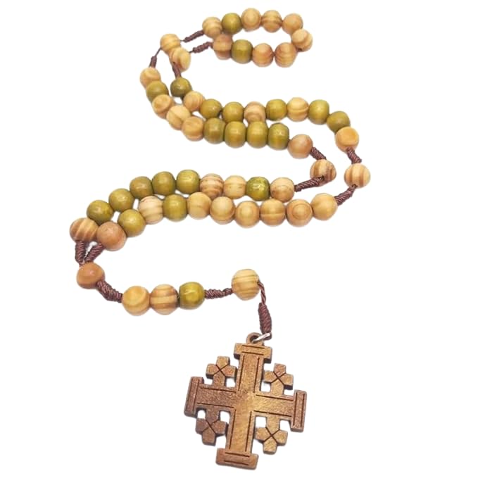 Traditional Christain , Handmade Beads, made from Natural Wood and contain 59 beds, Light Wooden , Used to Wear Daily or Hang on the Mirror of your Car.