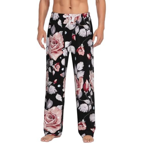 Pantalon de pyjama homme floral rose léger contre la chaleur