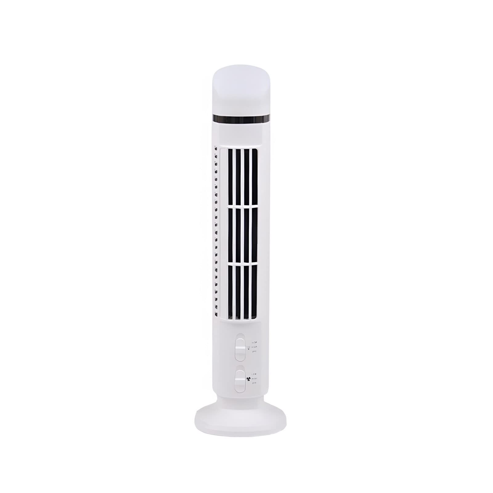 15" Mini 360° Rotating Tower Fan with 2 Speed Settings, Vertical Fan, Black White