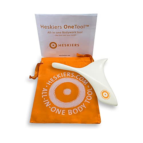 Heskiers OneTool - All-in-One Self Massager, Ergonomic Massage Tool for Fascia Release and Recovery, Personal Massager, Hand Held Massager for Sore Muscles, Helps Ease Physical Tension, White