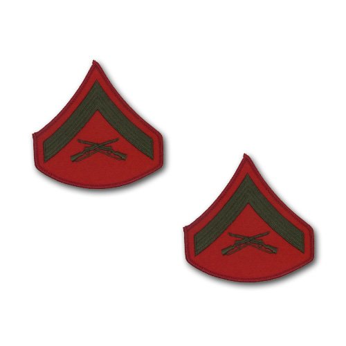 Galón Chevron Lance Corporal Vanguard Antidesgaste para Evitar Deshilachado Verde Bordado Rojo