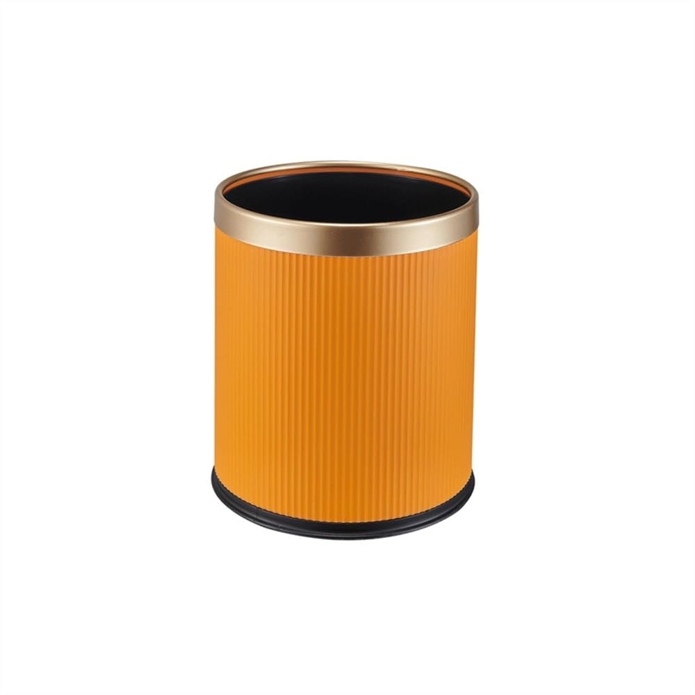 Kitchen Trash Can Wastebasket, Round Lidless Plastic Material with Double Barrel Design Suitable for Home Kitchen and Coffee Shop Waste Paper Basket Garbage Can (Orange)