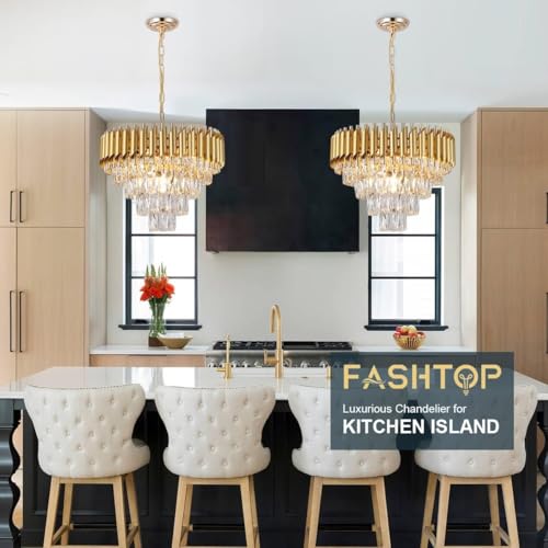 Image of Modern Crystal Chandelier Ceiling Light for Living Room, Dining Hall & Hotel | Luxury Pendant Jhoomar with K9 Crystals | 500MM Gold