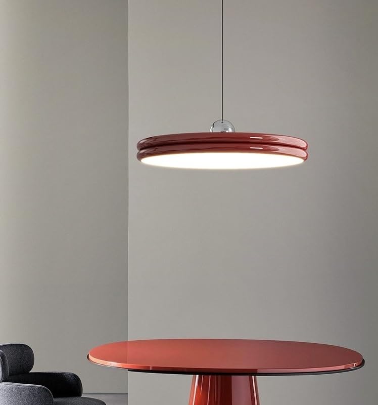Lampe suspendue îlot de cuisine rouge 50cm lustre table à manger LED