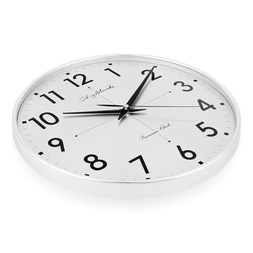 Image of Sehaz Artworks Wall Clock for Living Room Stylish | Traditional Wall Clock for Hall Big Size | Wall Watch for Living Room Stylish | Metal Dial - Silver 32x32 CM